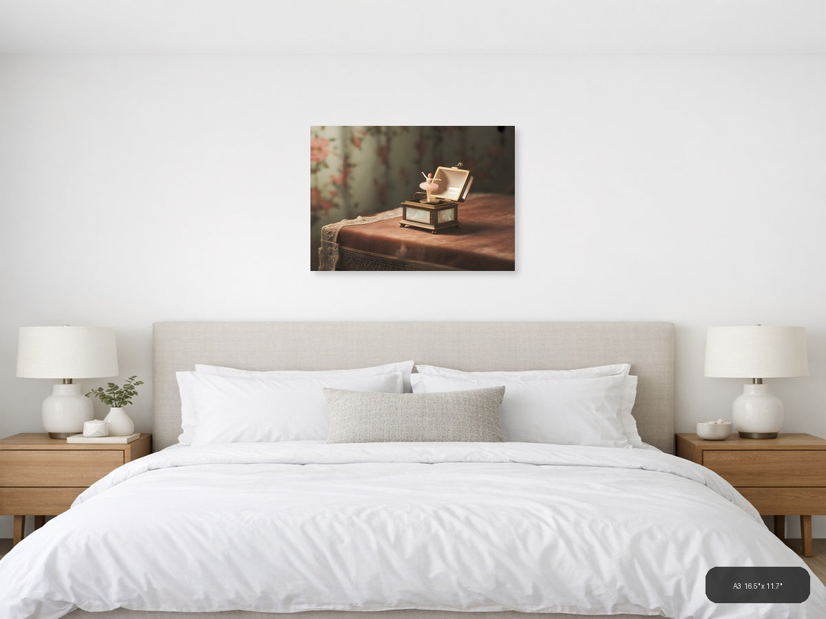 Vintage Music Box Ballerina Nostalgic Wall Art — A3 / Bedroom
