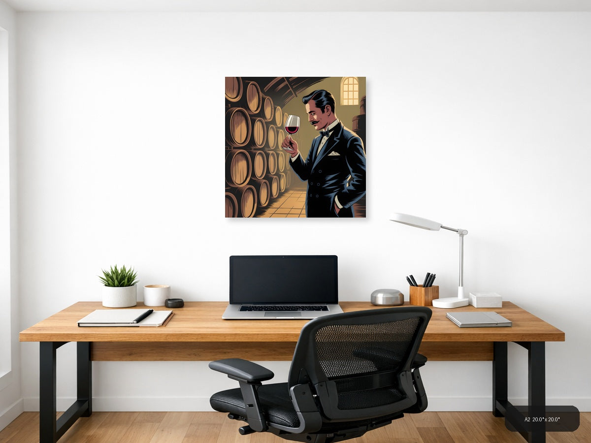 Vintage Wine Connoisseur in Cellar Wall Art — A2 / Office