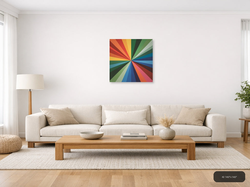 Colorful Radial Sunburst Rainbow Stripes Photography Wall Art — A3 / Living Room