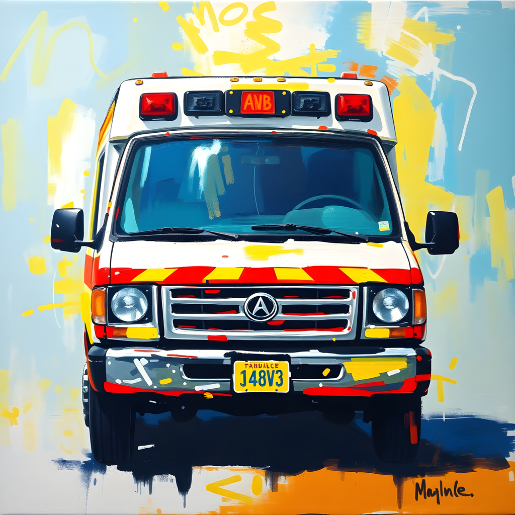 Abstract Ambulance Emergency Vehicle Pop Art Wall Art