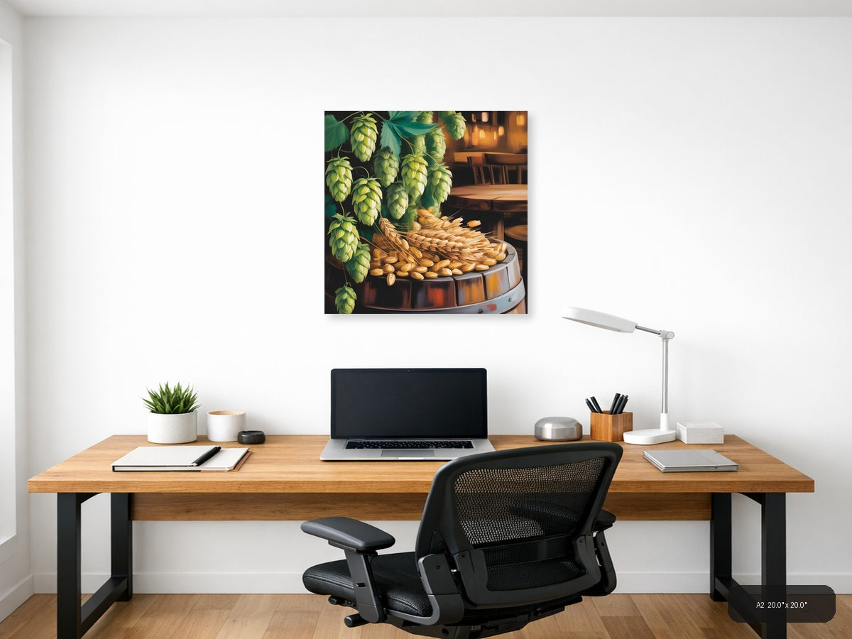 Hops and Barley Brewery Wall Art Print — A2 / Office