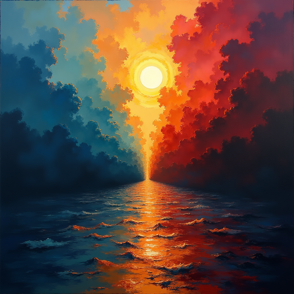 Abstract Sunrise Over Ocean - Dramatic Sky Wall Art