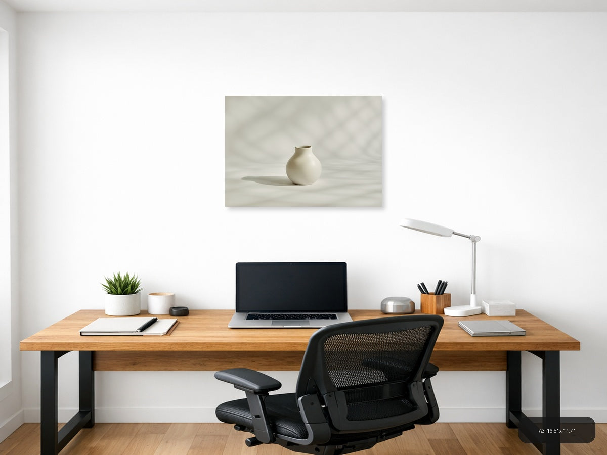 Minimalist White Ceramic Vase Sculpture Wall Art — A3 / Office