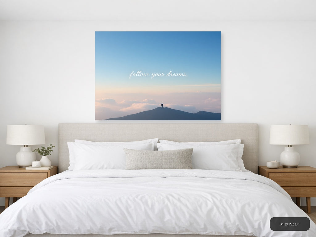 Minimalist Mountain Peak Motivational Wall Art — A1 / Bedroom