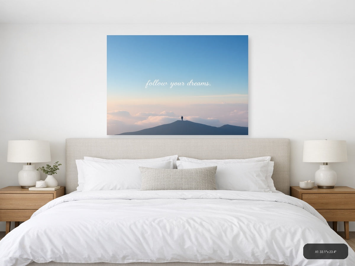 Minimalist Mountain Peak Motivational Wall Art — A1 / Bedroom