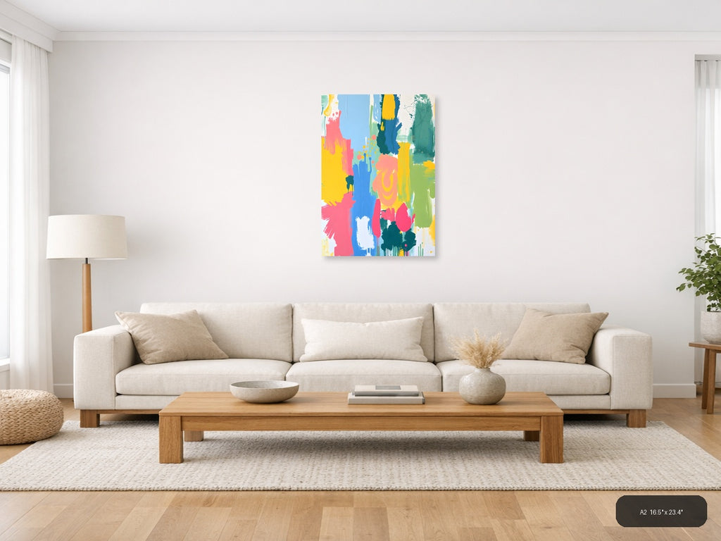 Vibrant Abstract Brushstrokes Colorful Modern Wall Art — A2 / Living Room