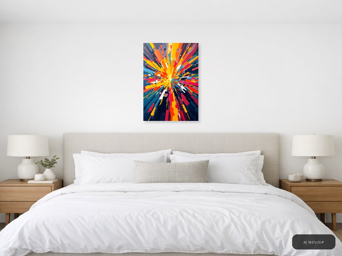 Radiant Sunburst Abstract Colorful Explosion Wall Art — A2 / Bedroom