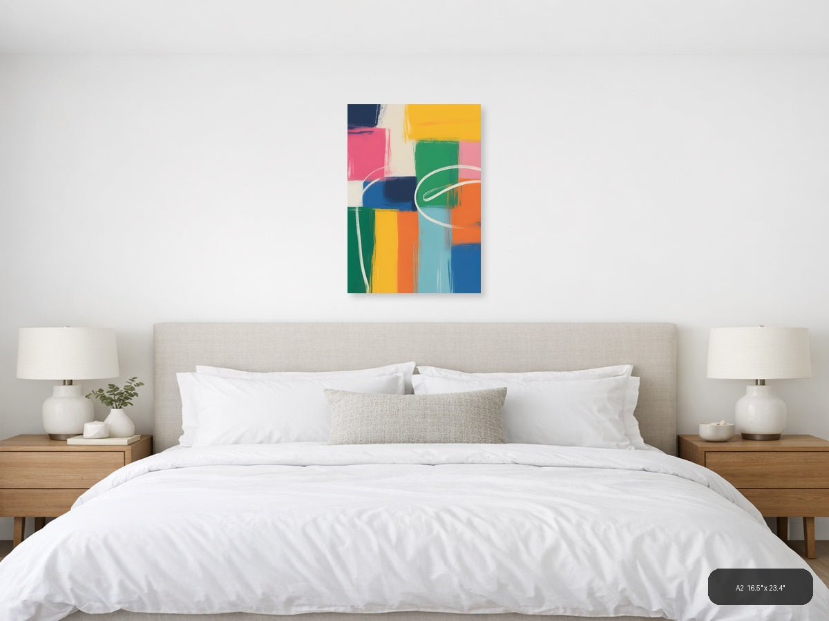 Colorful Abstract Geometric Blocks Modern Wall Art — A2 / Bedroom