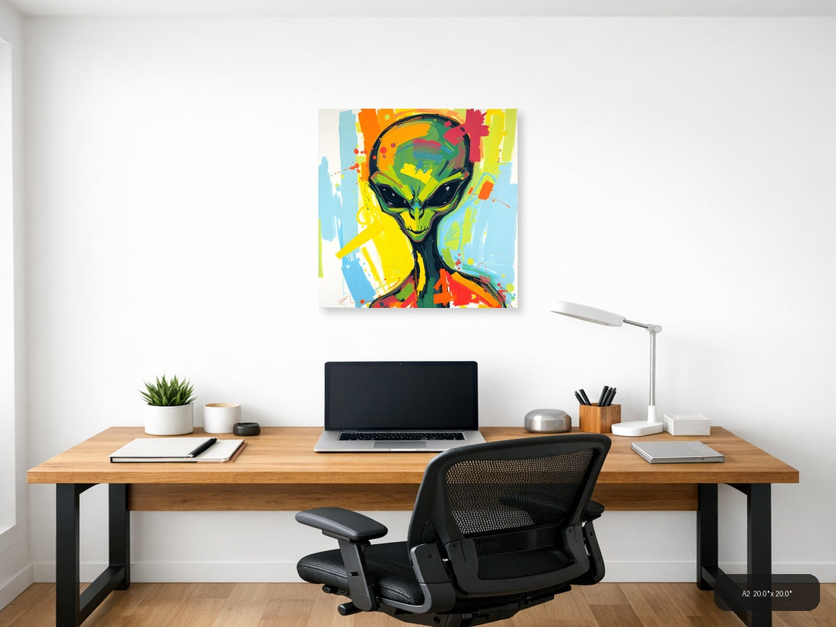 Colorful Abstract Alien Head Pop Art Wall Art — A2 / Office