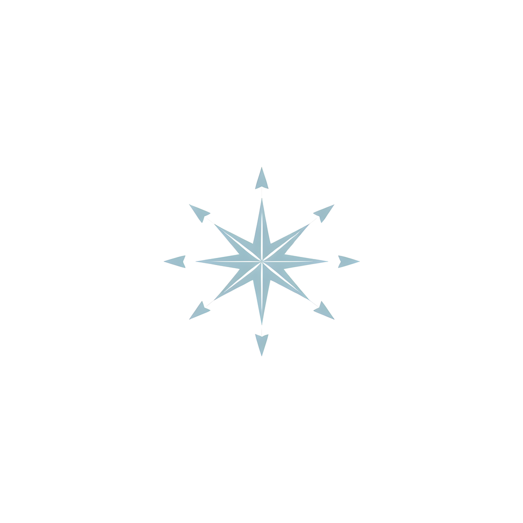 Minimalist Blue Star Compass Rose Wall Art