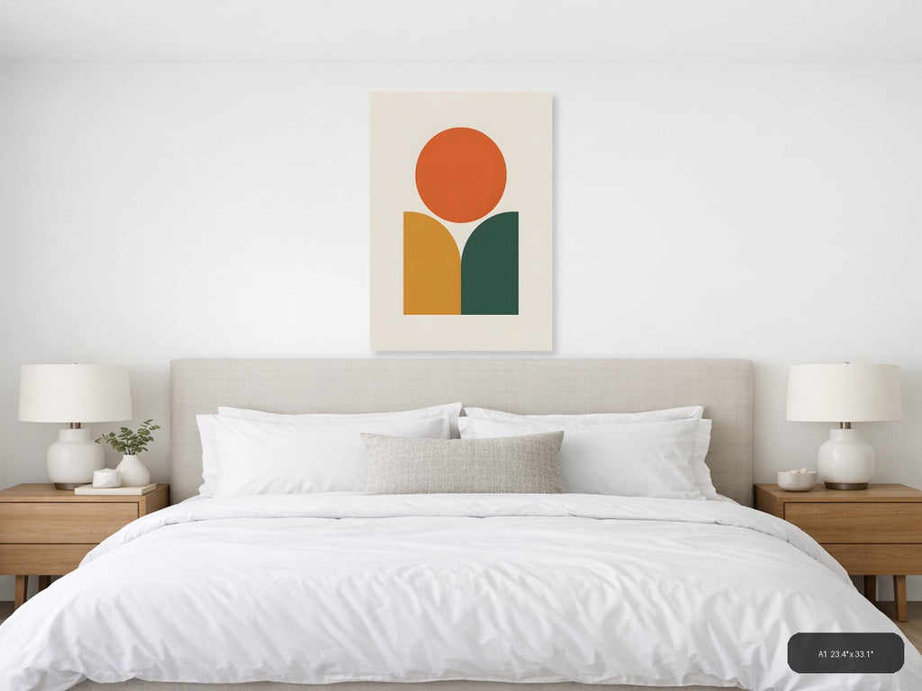 Minimalist Geometric Circle and Arch Wall Art — A1 / Bedroom