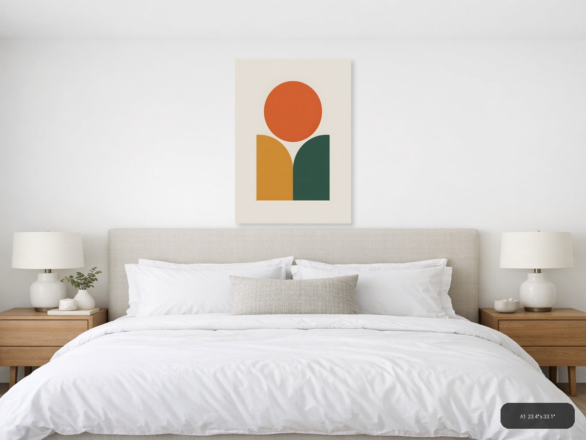 Minimalist Geometric Circle and Arch Wall Art — A1 / Bedroom
