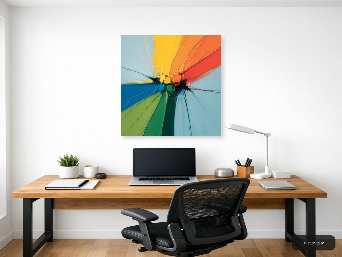 Rainbow Burst Abstract Modern Colorful Wall Art — A1 / Office