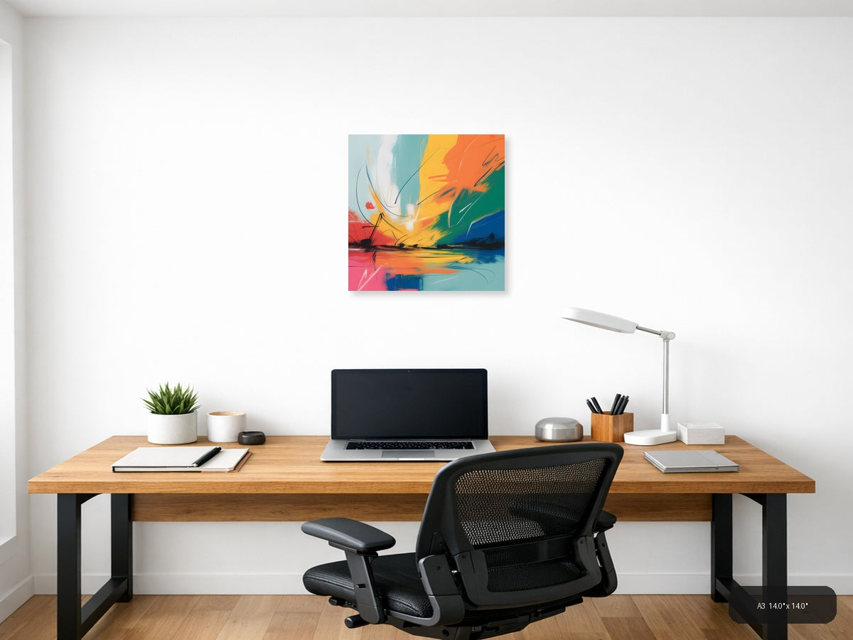 Colorful Abstract Landscape Sunset Wall Art — A3 / Office