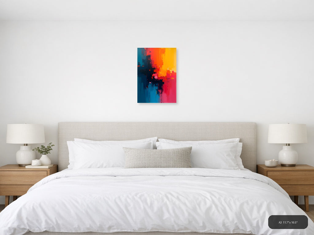 Abstract Color Gradient: Blue to Orange Wall Art — A3 / Bedroom