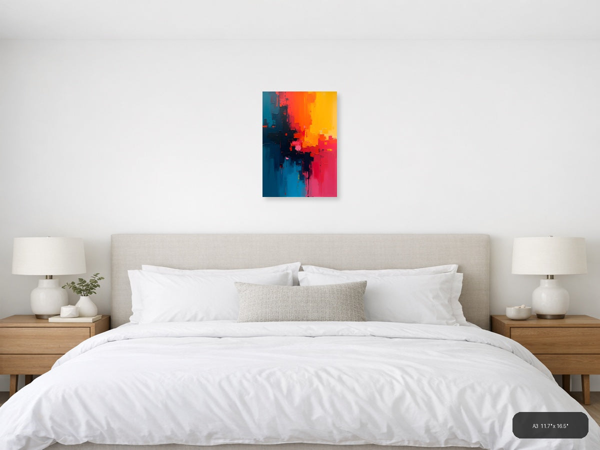 Abstract Color Gradient: Blue to Orange Wall Art — A3 / Bedroom