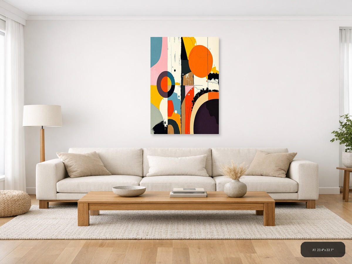 Vibrant Abstract Geometric Circles Modern Wall Art — A1 / Living Room