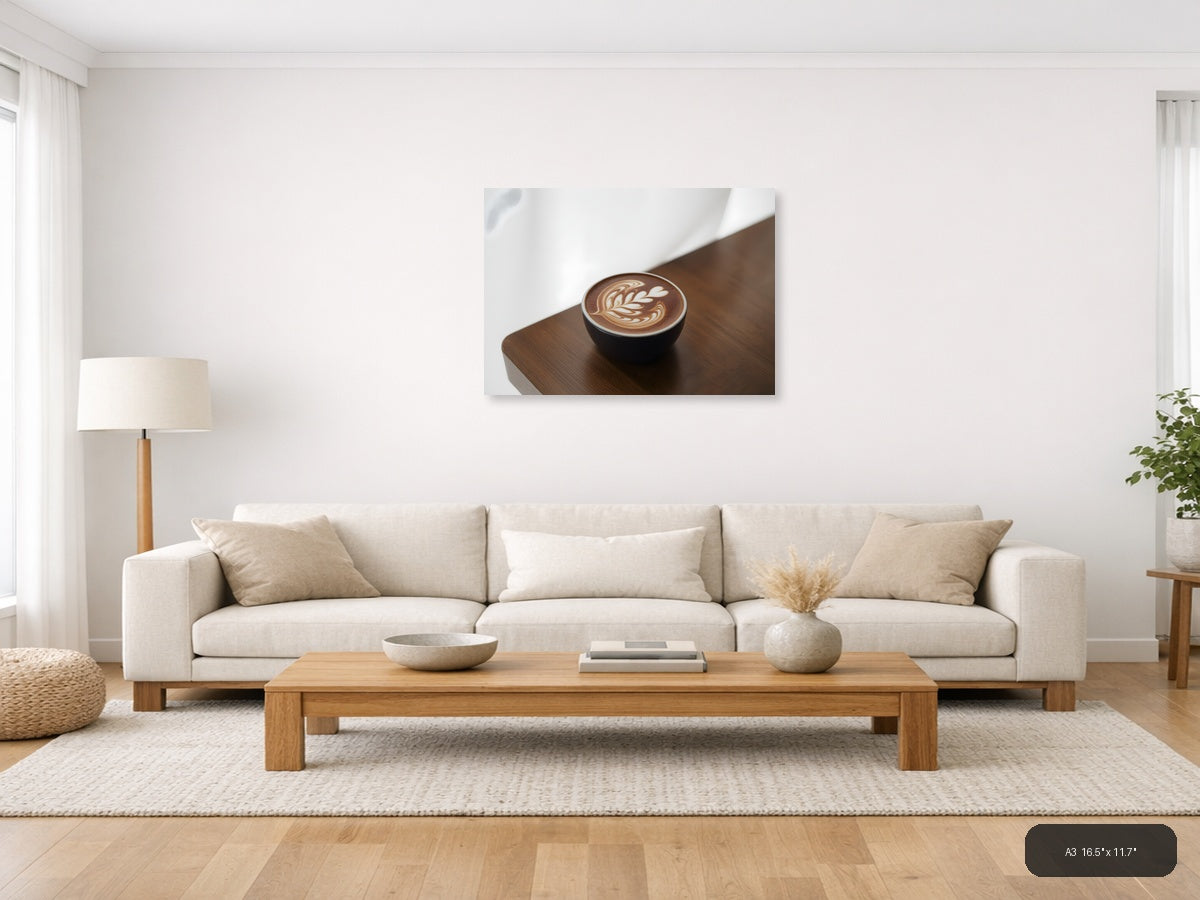 Minimalist Latte Art Coffee Cup Wall Art — A3 / Living Room