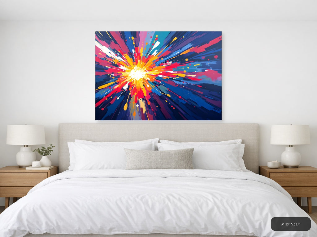 Vibrant Radial Burst Abstract Canvas Wall Art — A1 / Bedroom