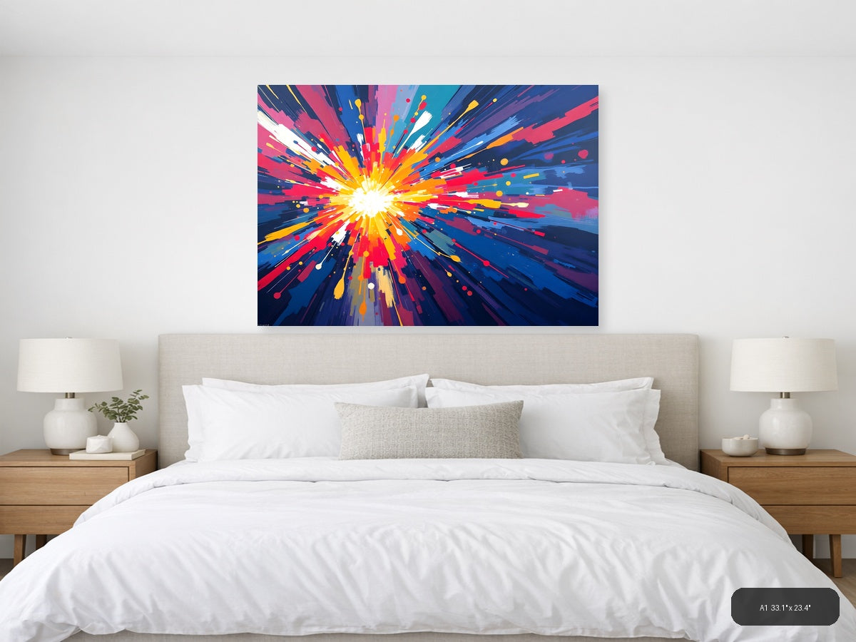 Vibrant Radiant Burst Abstract Explosion Wall Art — A1 / Bedroom