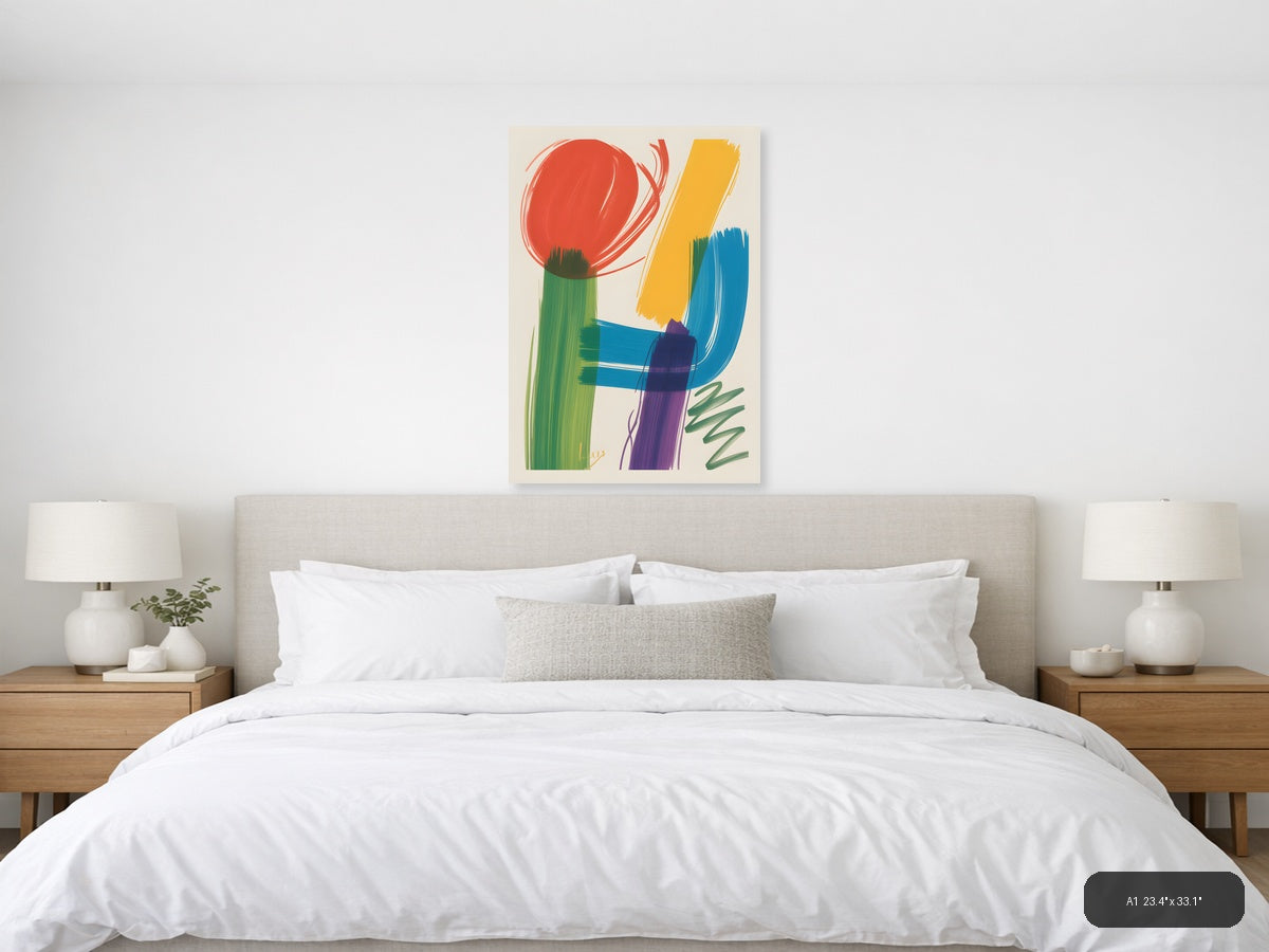 Abstract Colorful Botanical Forms Modern Wall Art — A1 / Bedroom