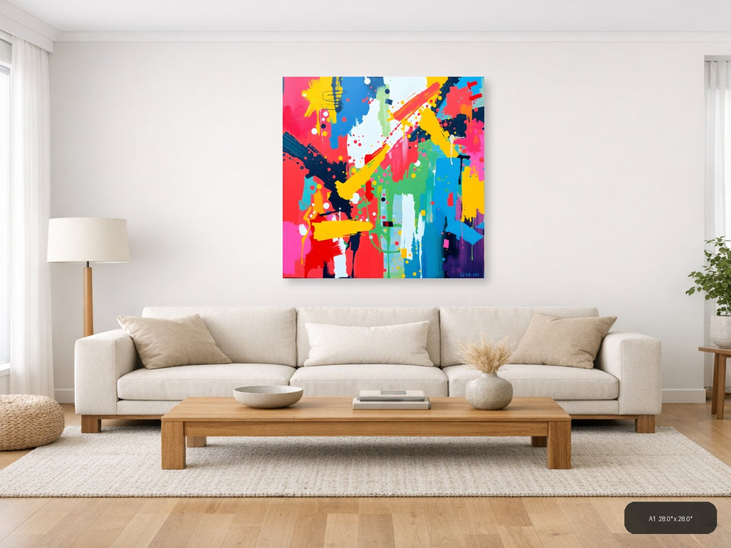 Vibrant Abstract Splash Pop Art Wall Art — A1 / Living Room