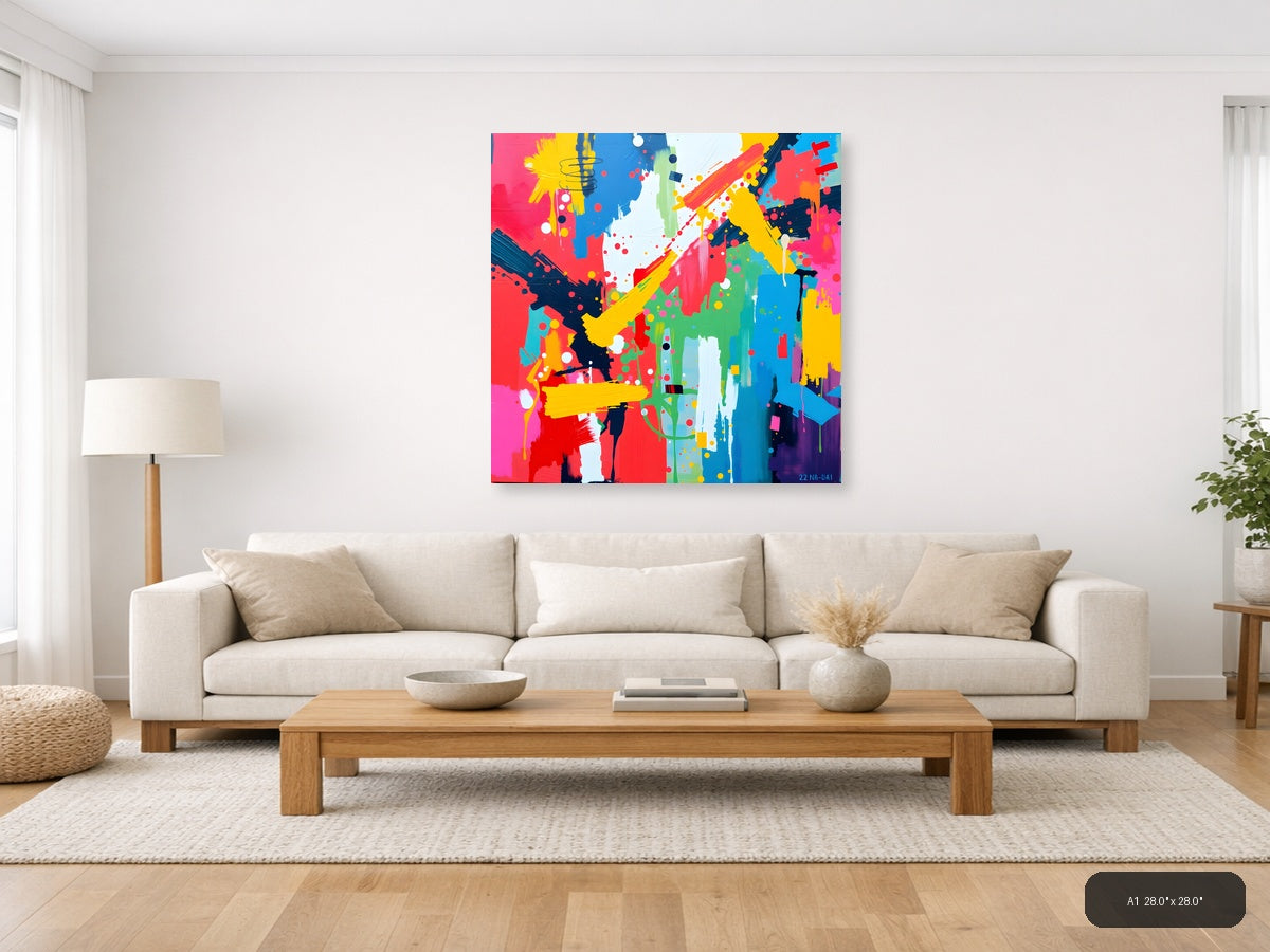 Vibrant Abstract Splash Pop Art Wall Art — A1 / Living Room