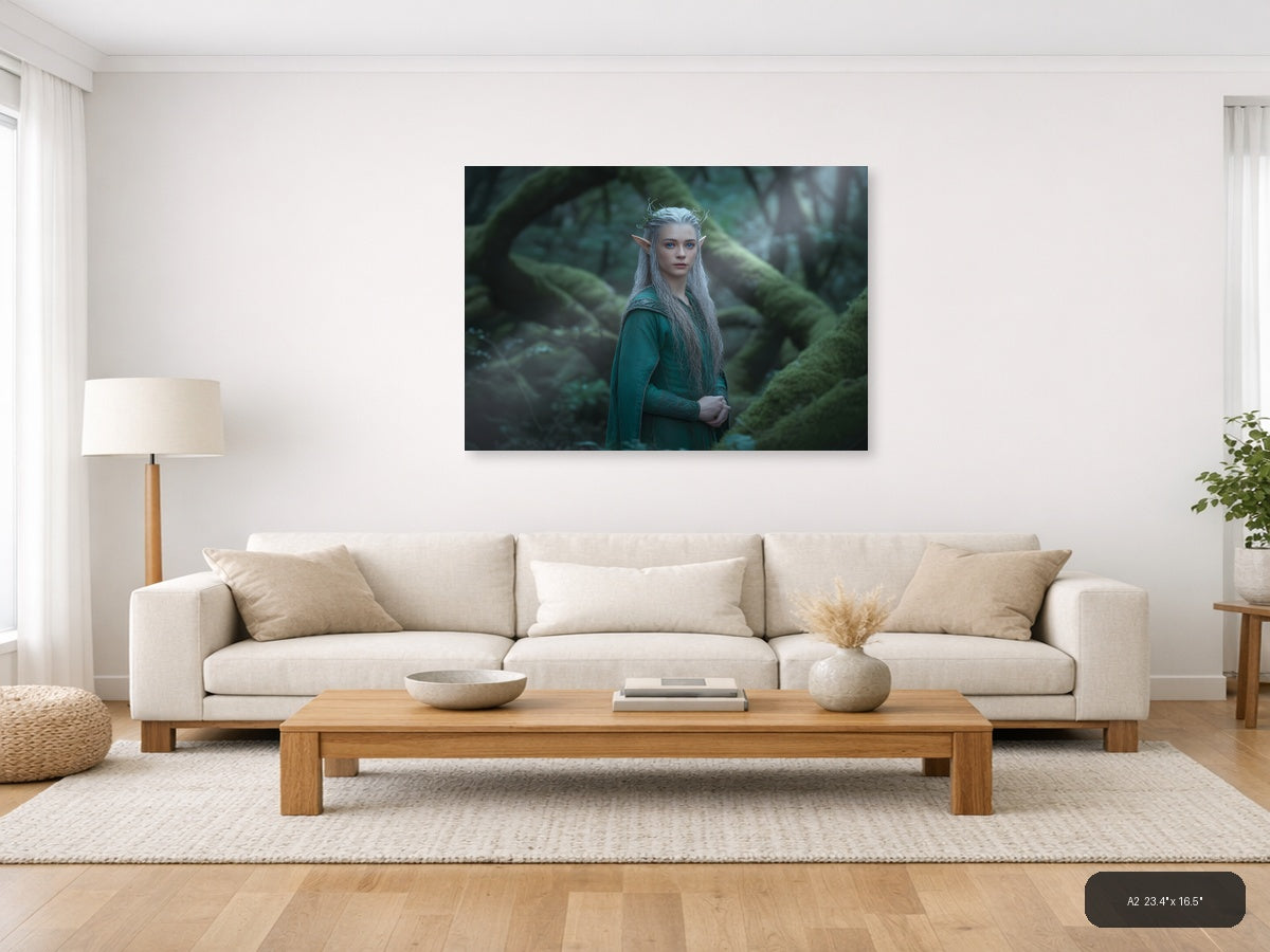 Fantasy Elf Portrait in Enchanted Forest Photography Wall Art — A2 / Living Room