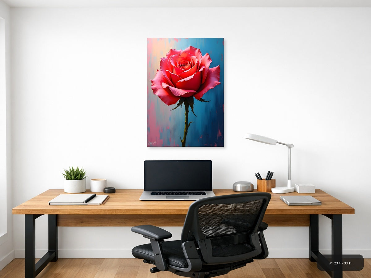 Red Rose Abstract Modern Painting Wall Art — A1 / Office