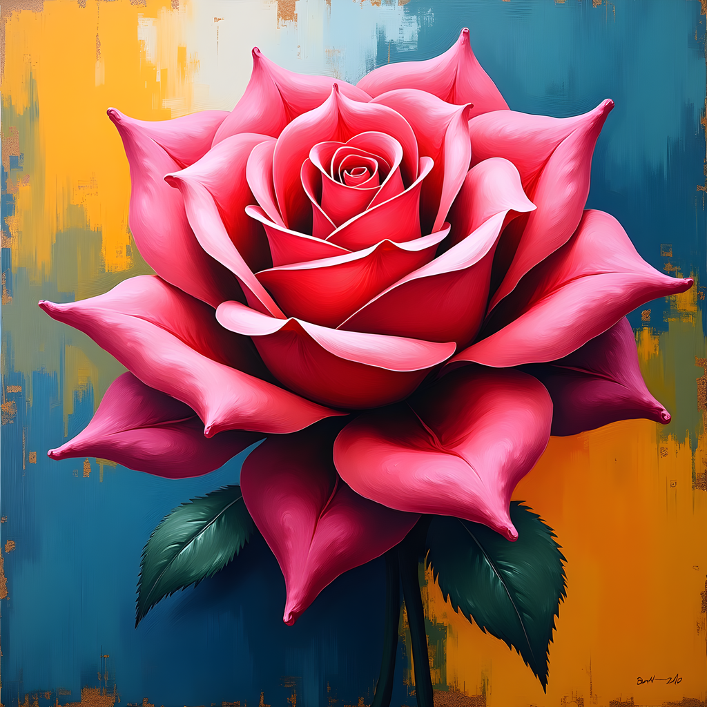 Vibrant Red Rose Abstract Modern Floral Wall Art