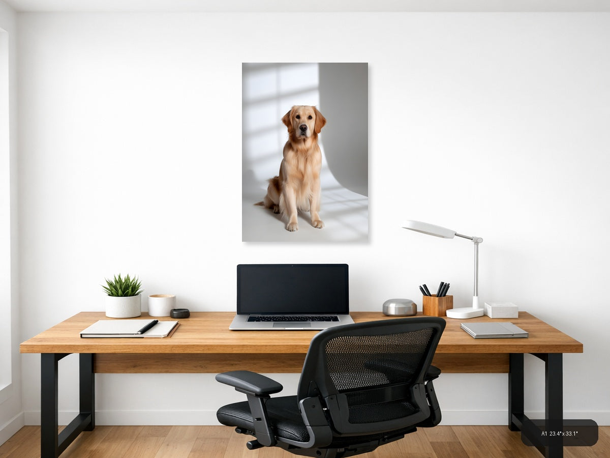 Golden Labrador Portrait Minimalist Wall Art — A1 / Office