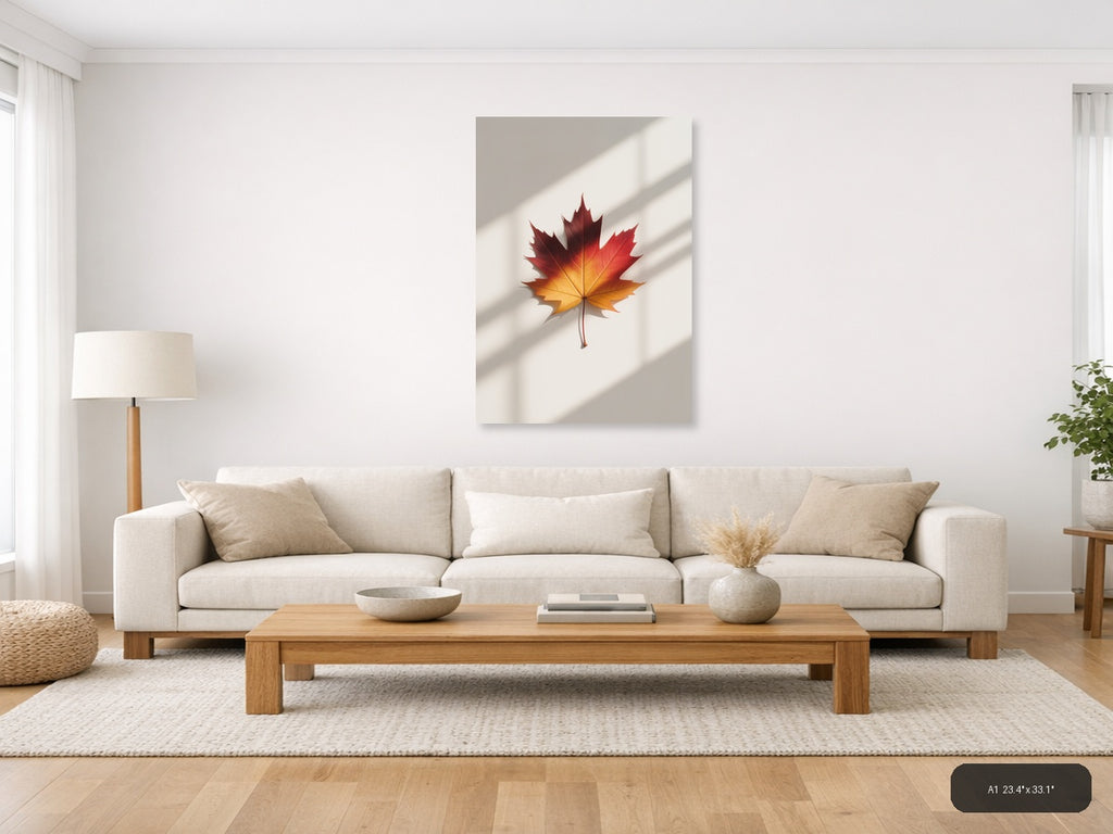 Autumn Maple Leaf Minimalist Wall Art — A1 / Living Room