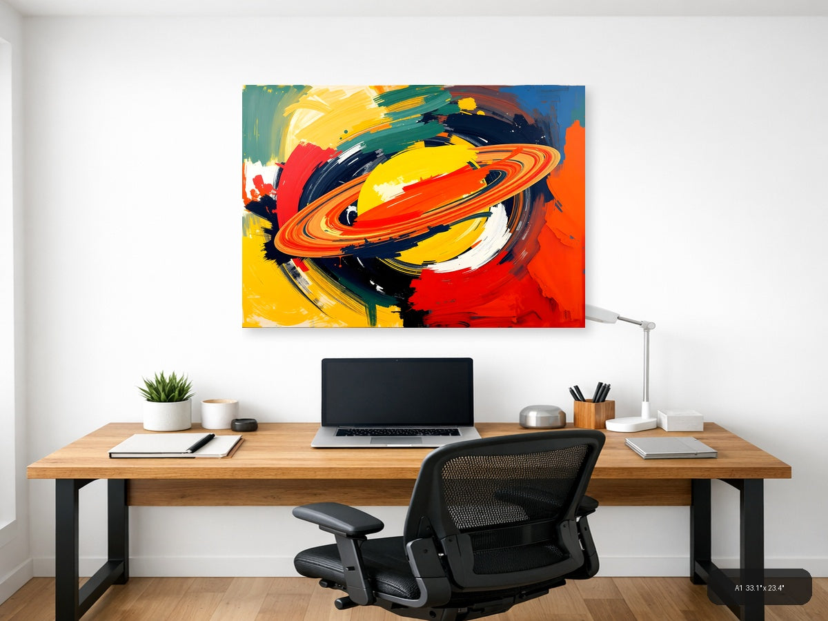 Vibrant Abstract Planet Ring Modern Colorful Wall Art — A1 / Office