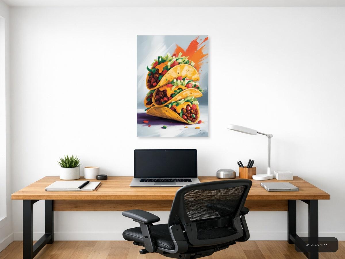 Tacos — Abstract (Portrait) Canvas Print | Abstract Wall Art | A4 A3 A2 A1 — A1 / Office