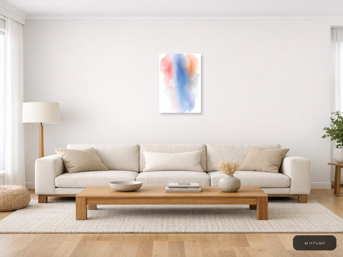 Abstract Watercolor Gradient Portrait Wall Art — A3 / Living Room