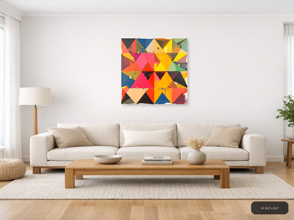 Vibrant Geometric Triangle Abstract Colorful Wall Art — A2 / Living Room