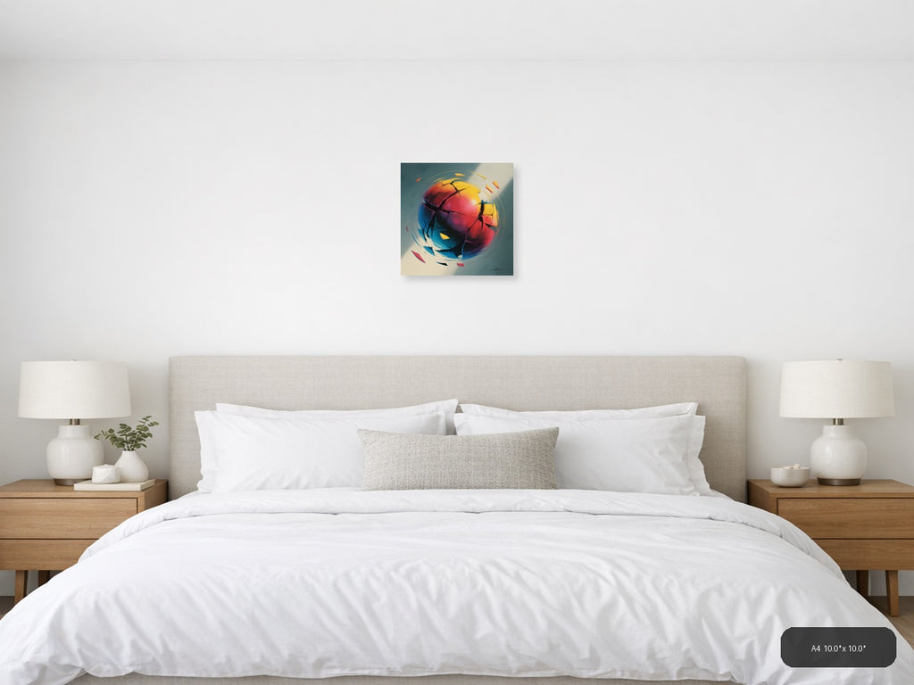 Colorful Abstract Geometric Sphere Wall Art — A4 / Bedroom