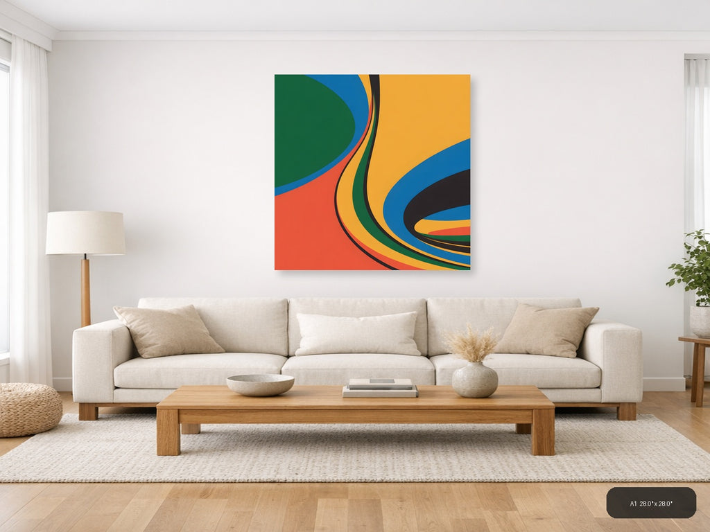 Colorful Abstract Wave Layers Photography Wall Art — A1 / Living Room