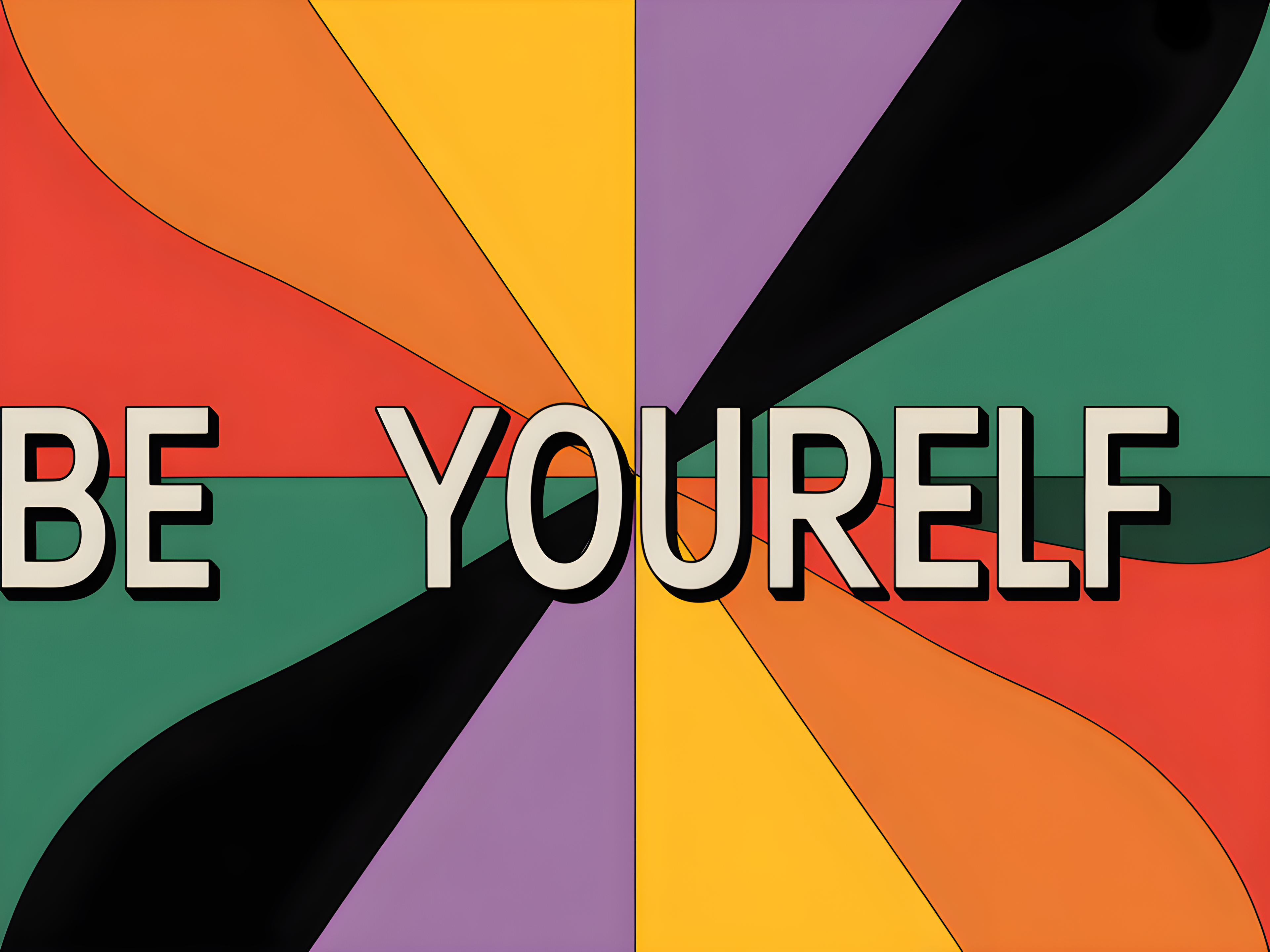 Be Yourself Retro Rainbow Burst Photography Wall Art