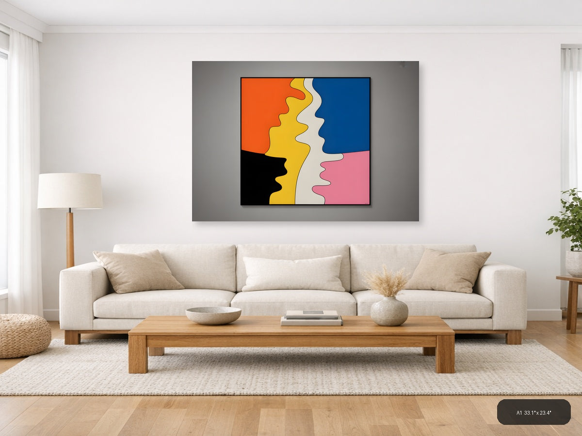 Colorful Pop Art Profile Faces Wall Art — A1 / Living Room