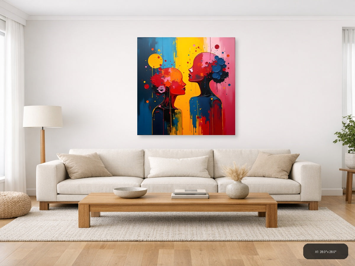 Colorful Abstract Silhouettes Communication Wall Art — A1 / Living Room