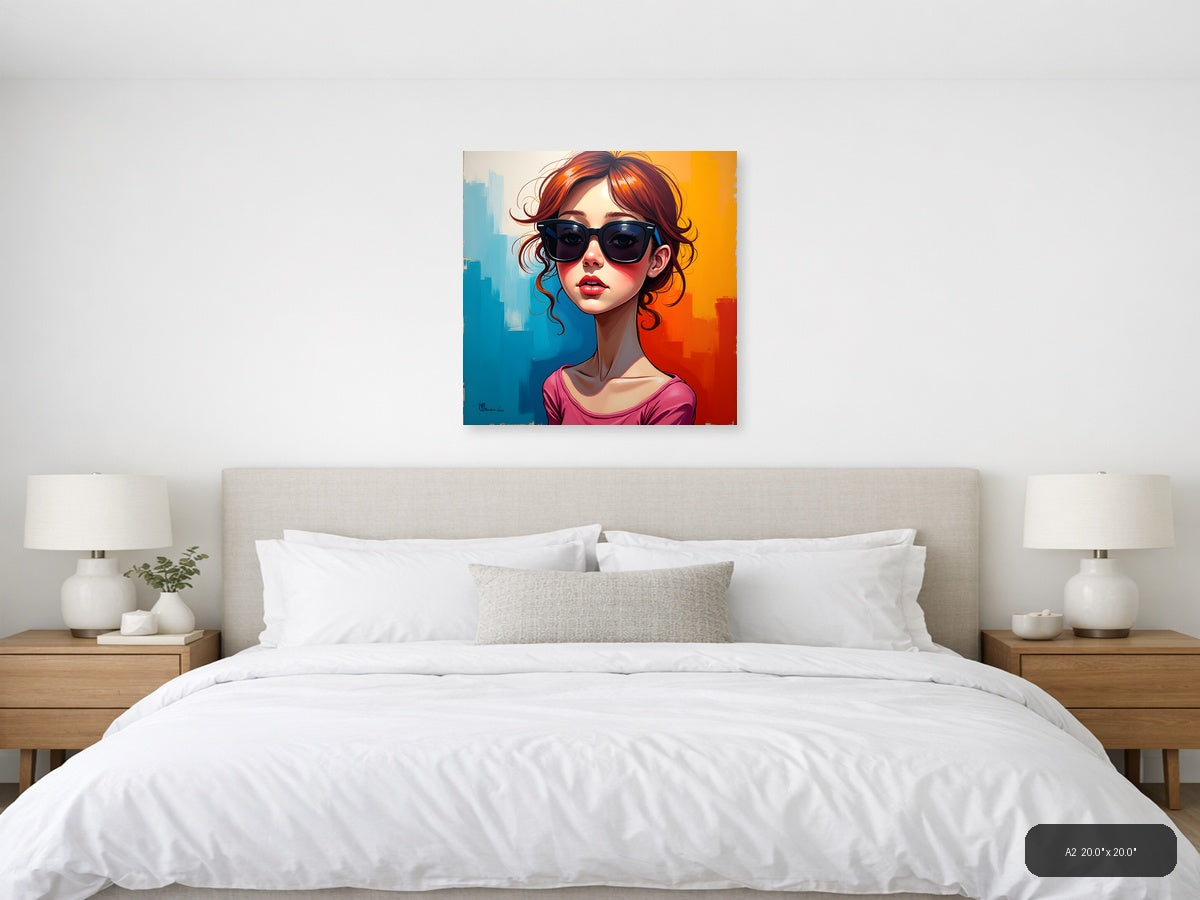 Modern Pop Art Woman with Sunglasses Urban Wall Art — A2 / Bedroom