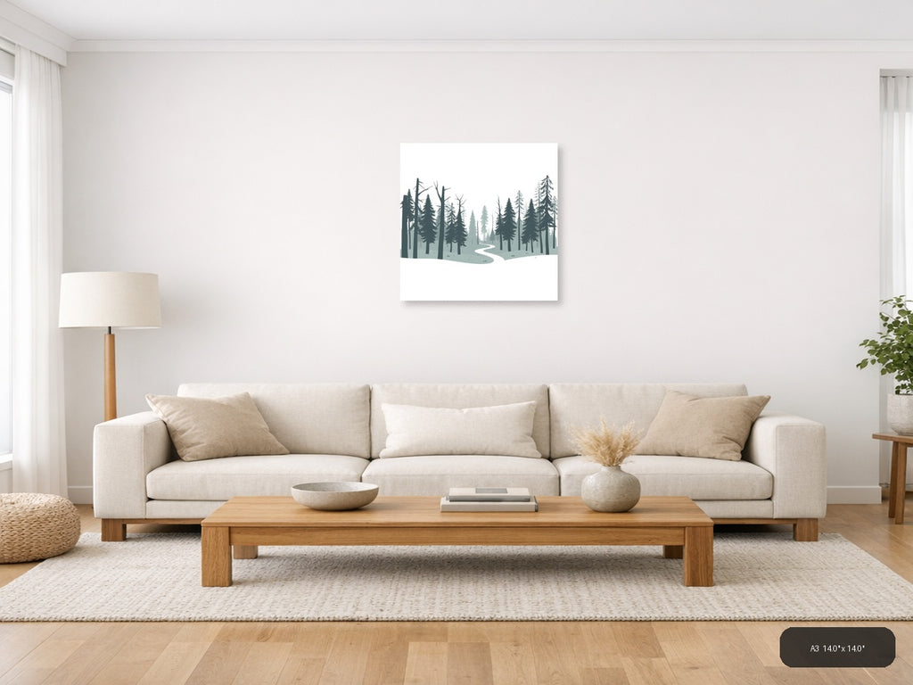 Minimalist Forest Path Canvas Wall Art — A3 / Living Room