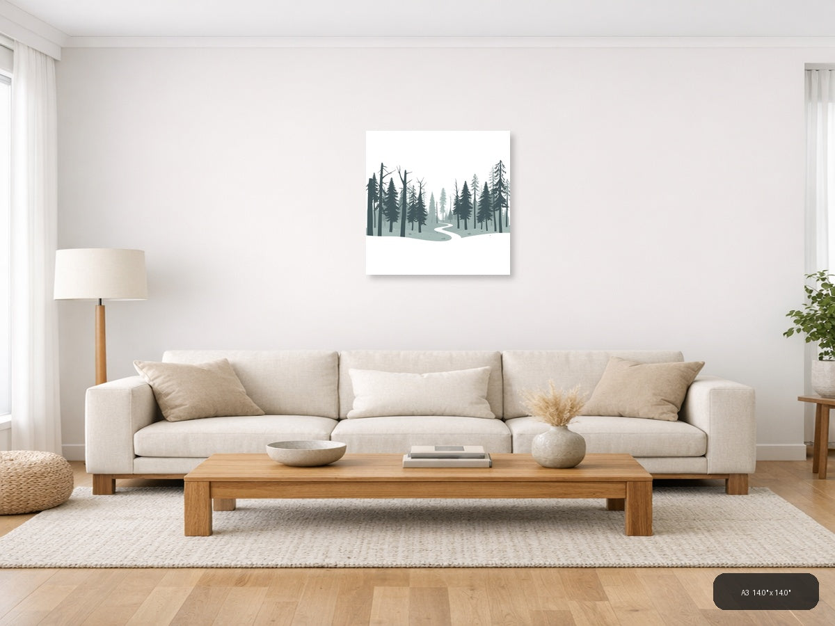 Minimalist Forest Path Canvas Wall Art — A3 / Living Room