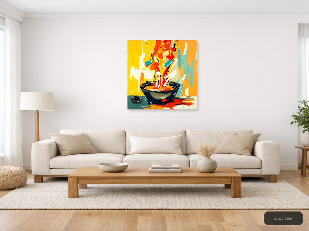 Abstract Wok Cooking Scene - Modern Kitchen Wall Art — A2 / Living Room
