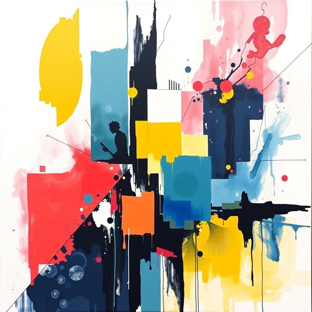 Abstract Silhouette Cityscape Splatter Wall Art