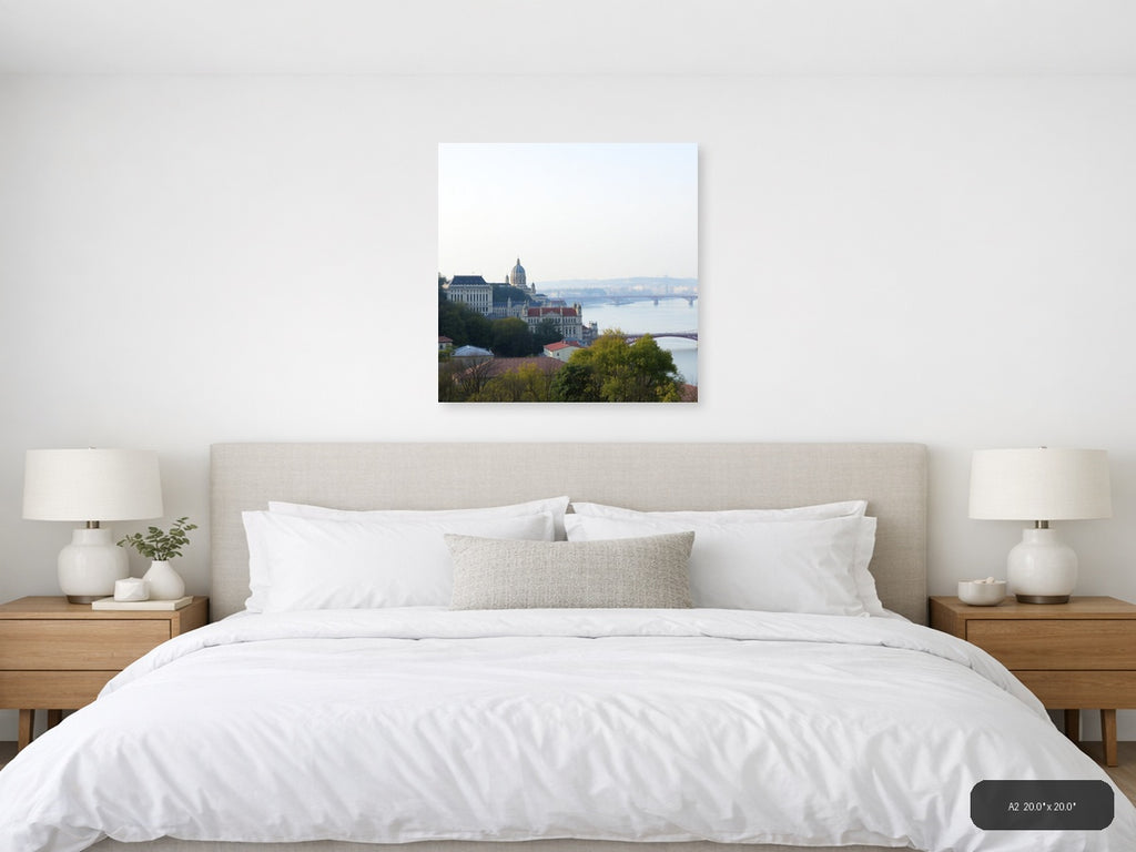 Budapest Danube River Cathedral Cityscape Minimalist Wall Art — A2 (Bedroom)