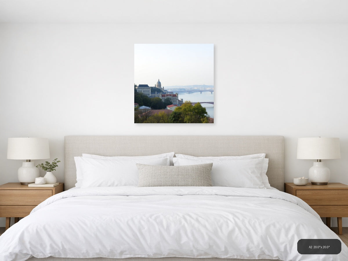 Budapest Danube River Cathedral Cityscape Minimalist Wall Art — A2 (Bedroom)