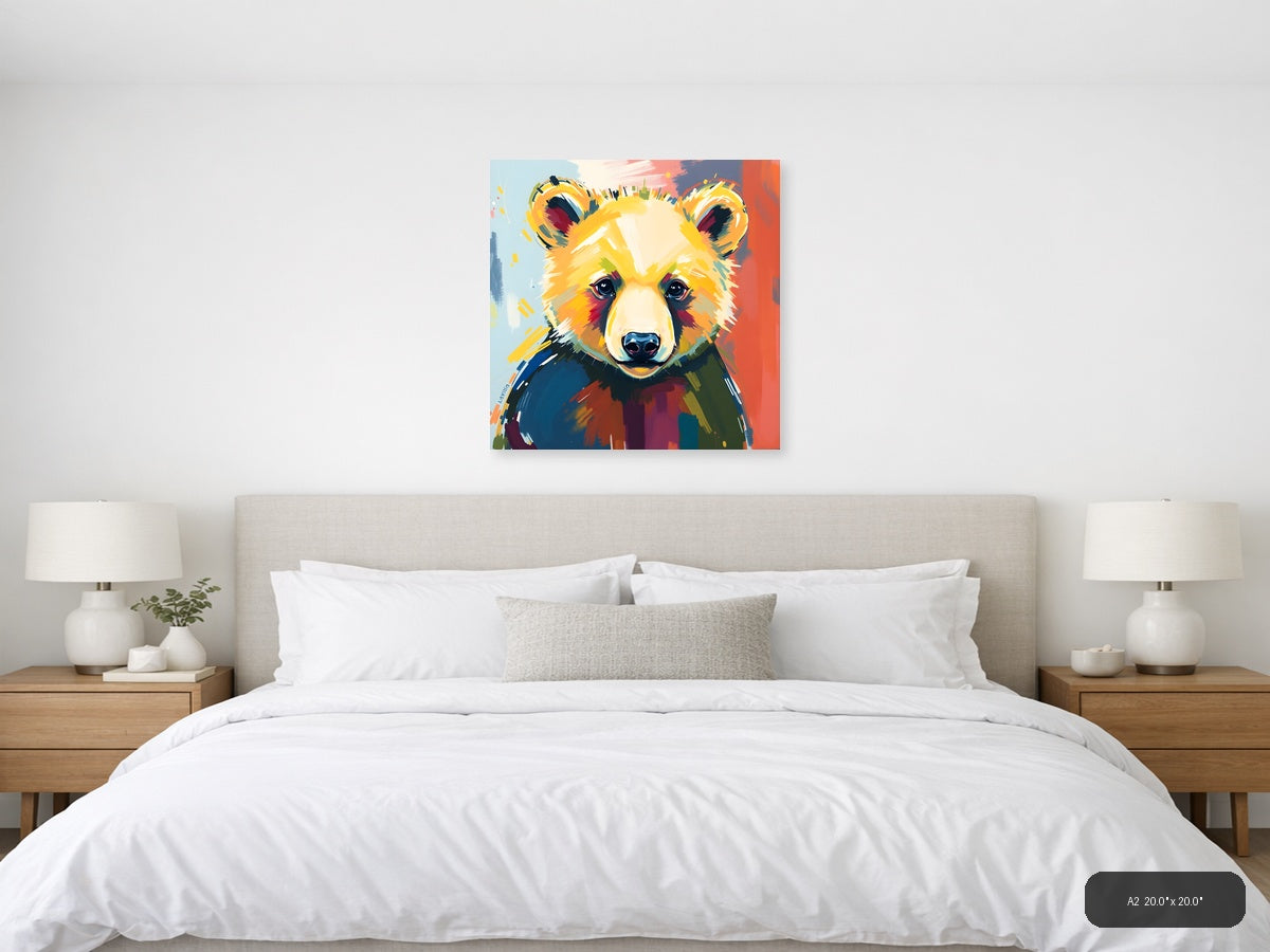 Colorful Abstract Bear Portrait Modern Wall Art — A2 / Bedroom