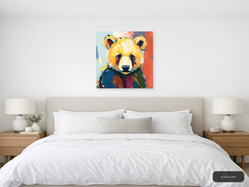 Colorful Abstract Bear Portrait Modern Wall Art — A2 / Bedroom